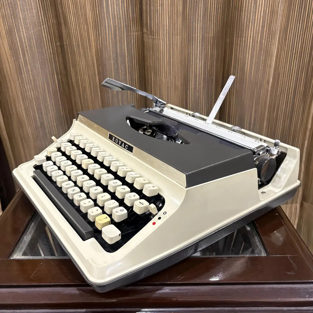 Japanese Kovac typing machine with elegant grey and white styling, ideal for vintage typewriter enthusiasts and collectors | RR Typewriter Mart
