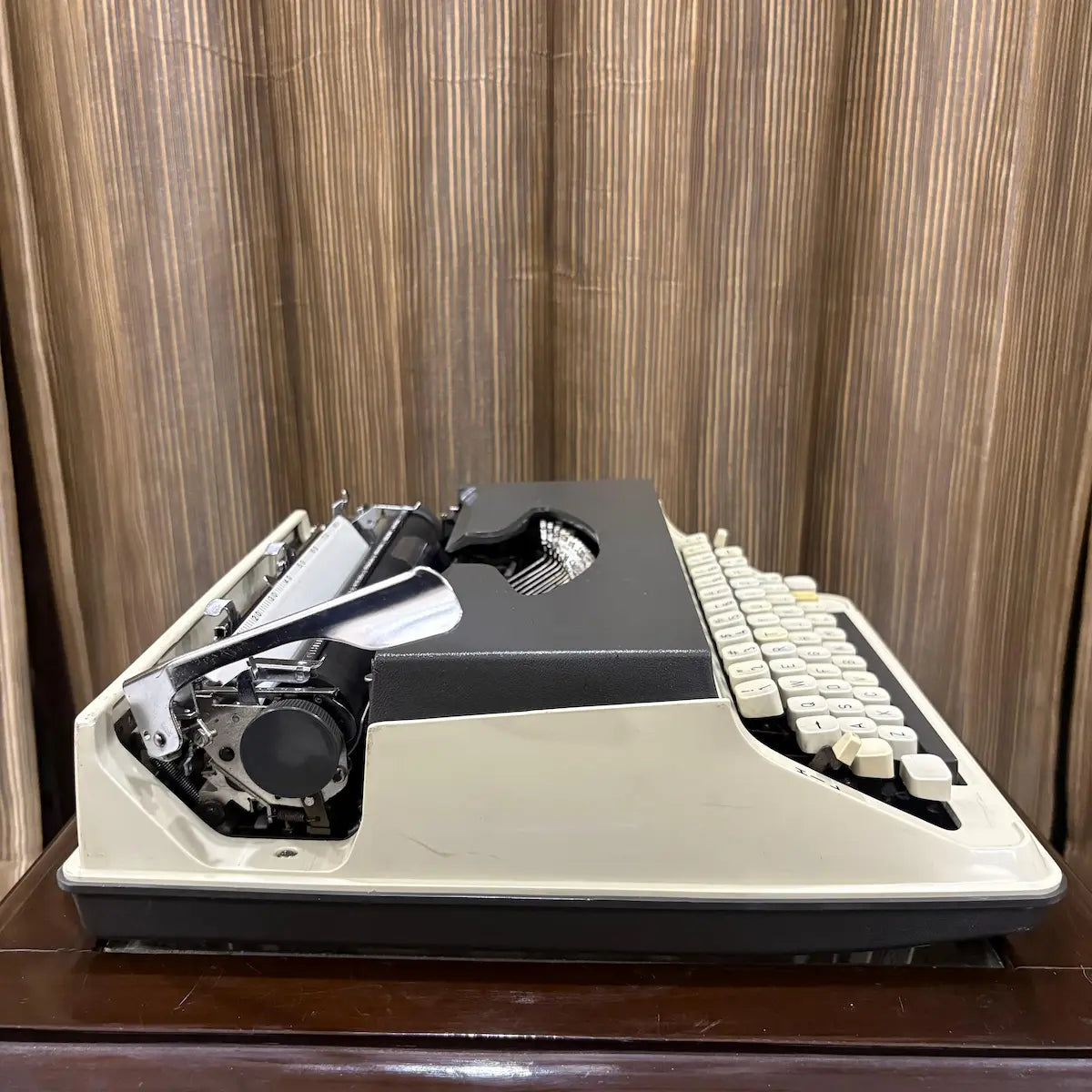 Vintage manual typewriter Kovac M-101A in original grey and cream white, suitable for collectors and creative workspaces | RR Typewriter Mart