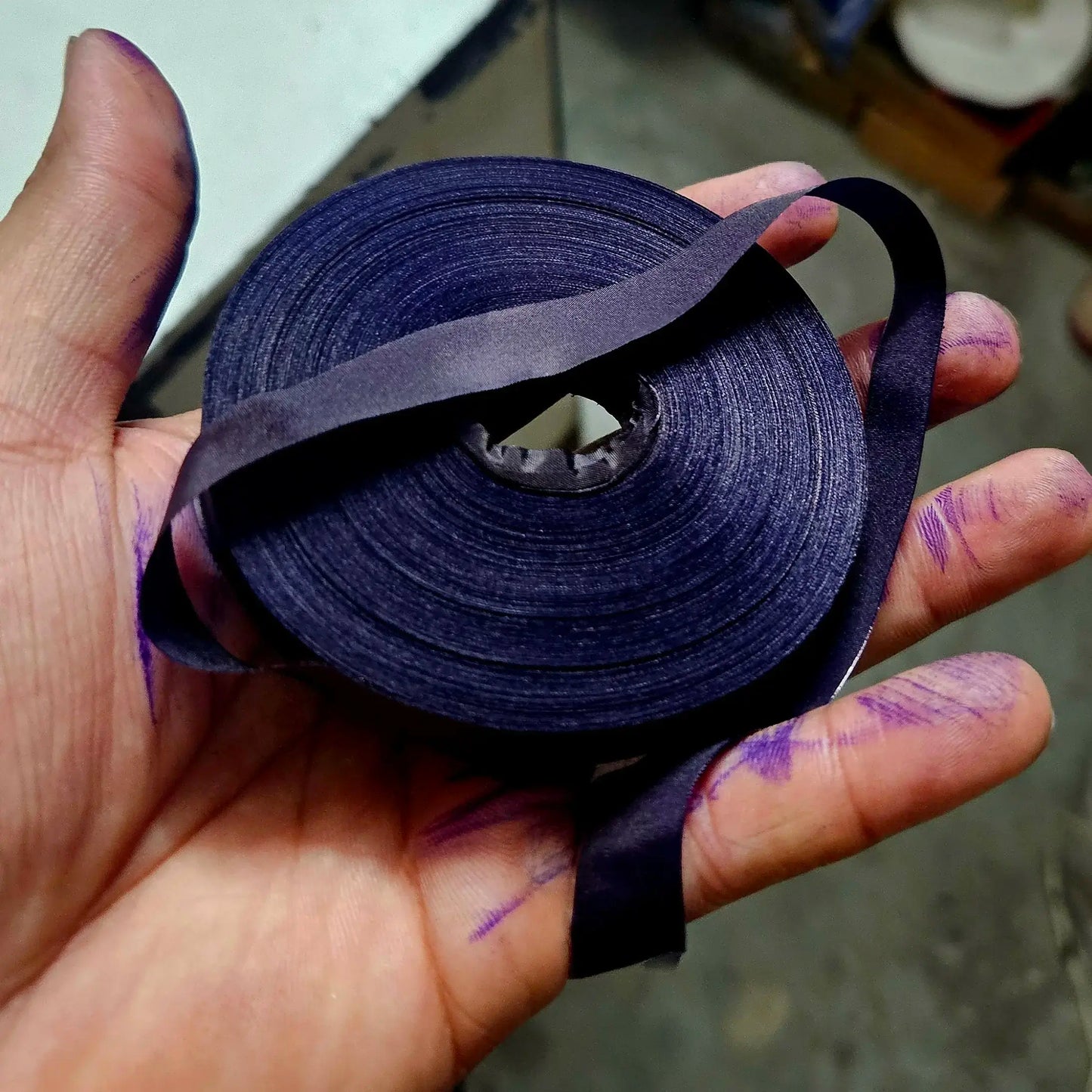 Premium purple typewriter ink ribbon showing smooth fabric and rich inking for clear impressions on manual typewriters
