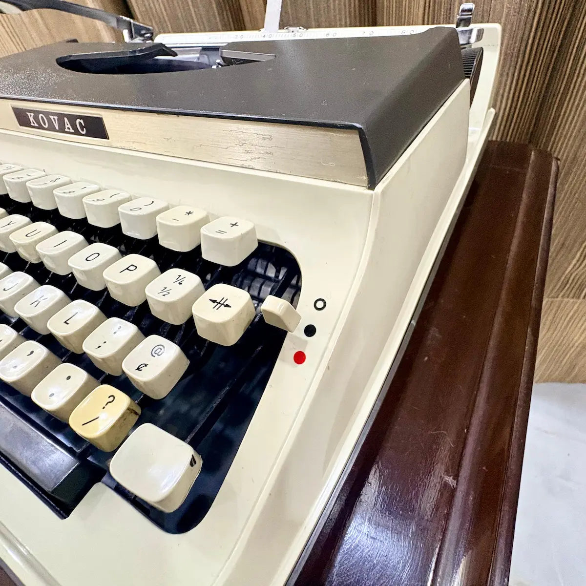 Kovac M-101A English keyboard typewriter preserved unused, featuring factory original colours and traditional mechanical keys | RR Typewriter Mart