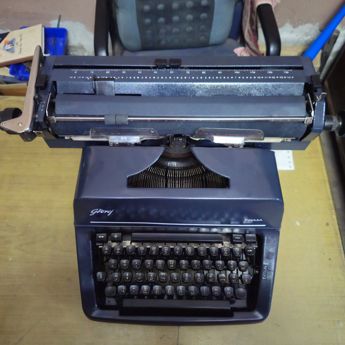 Fully restored Godrej Prima Telugu typewriter top angle office typing machine