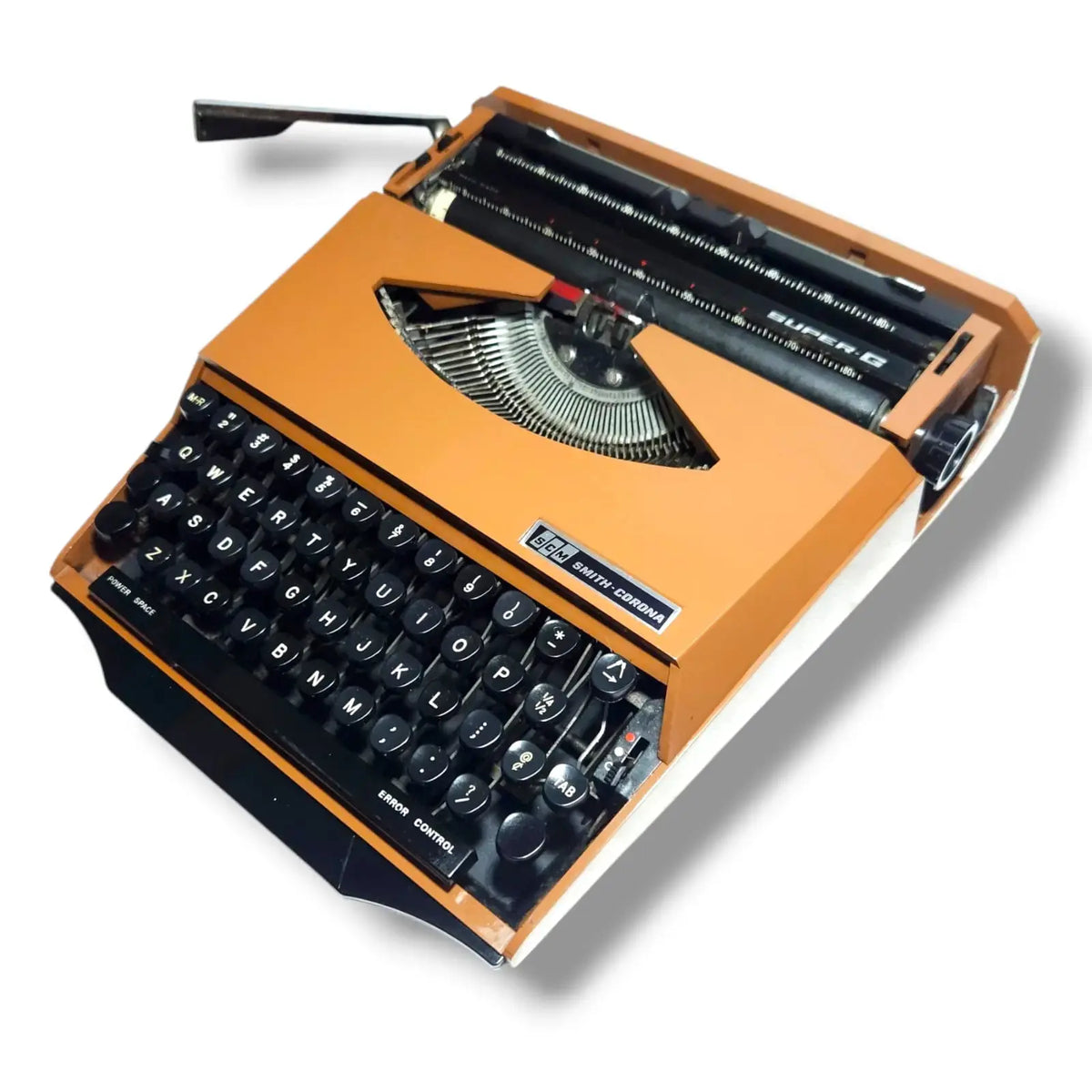 Bottom view of Smith Corona Super G typing machine restored manual English typewriter online