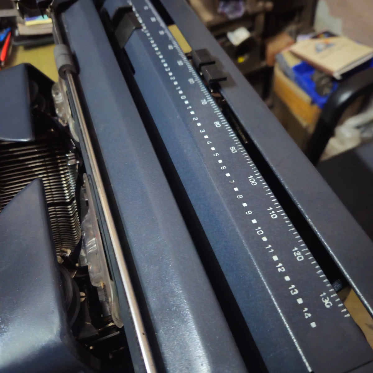 Commercial Telugu typewriter ribbon spool mechanism Godrej Prima closeup image