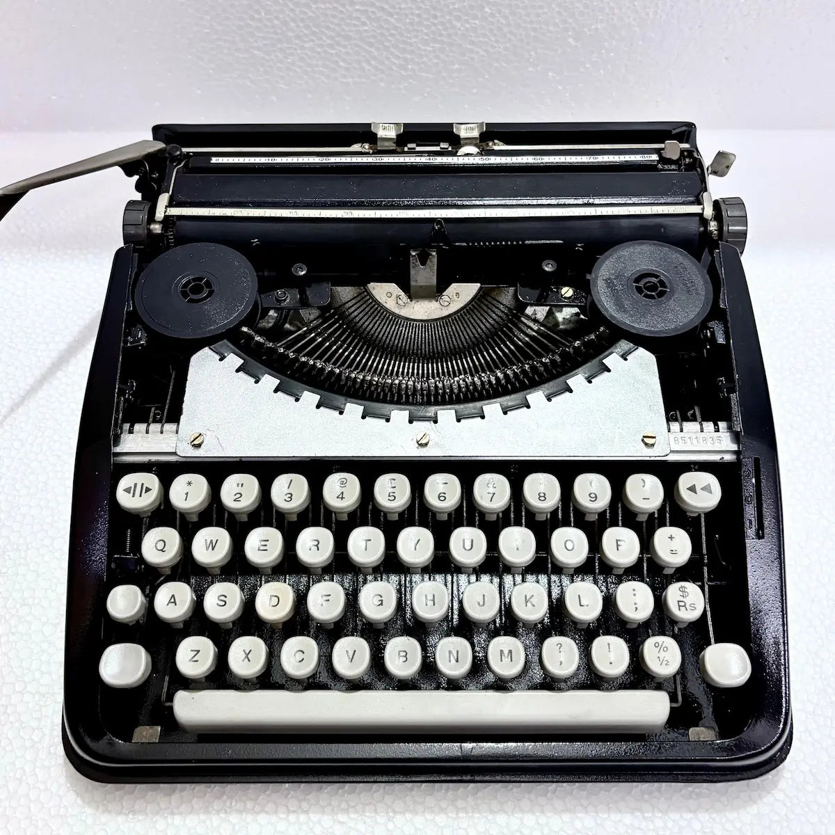 Black Shadow portable typewriter by Hermes Baby, vintage manual writing machine, RR Typewriter Mart from Delhi