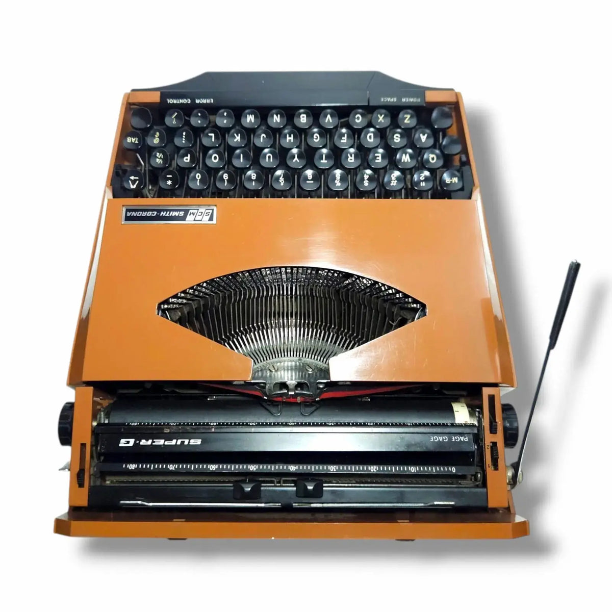 Smith Corona typing machine side angle view imported typewriter from RR Typewriter Mart
