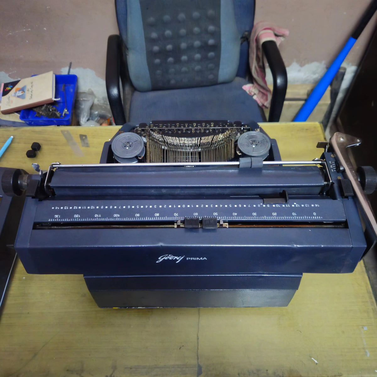 Original Godrej Prima back body branding vintage Telugu typewriter India