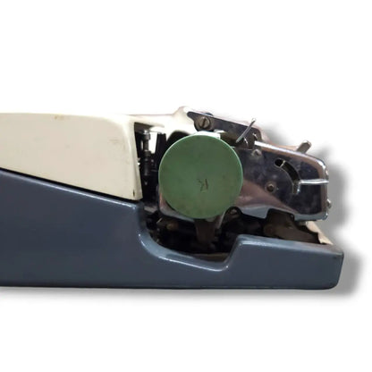 Close-up rear mechanism of Olympia manual English portable typewriter from RR Typewriter Mart store