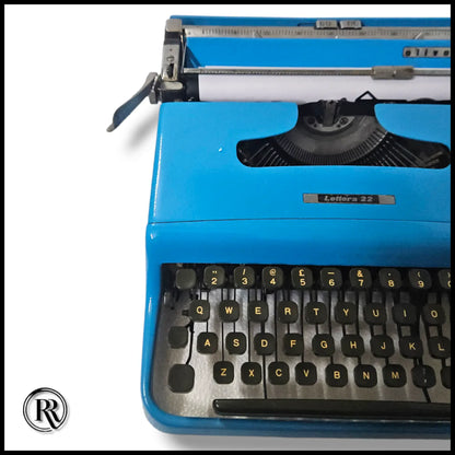 Olivetti Lettera 22 Hex Blue Typewriter