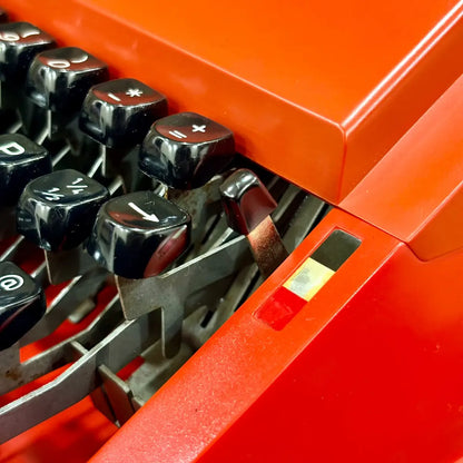 Close-up of Brother Young Elite 513 typebars and type basket, showing the mechanical typing assembly inside a vintage typewriter | RR Typewriter Mart