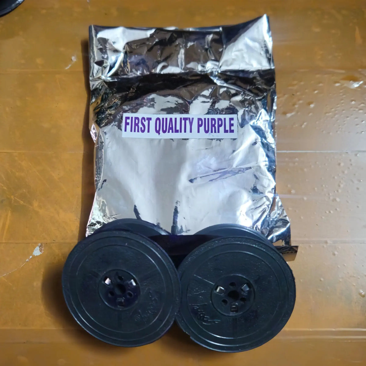 Purple manual typewriter ribbon with packaging and spools, RR Typewriter Mart typewriter ribbon seller India