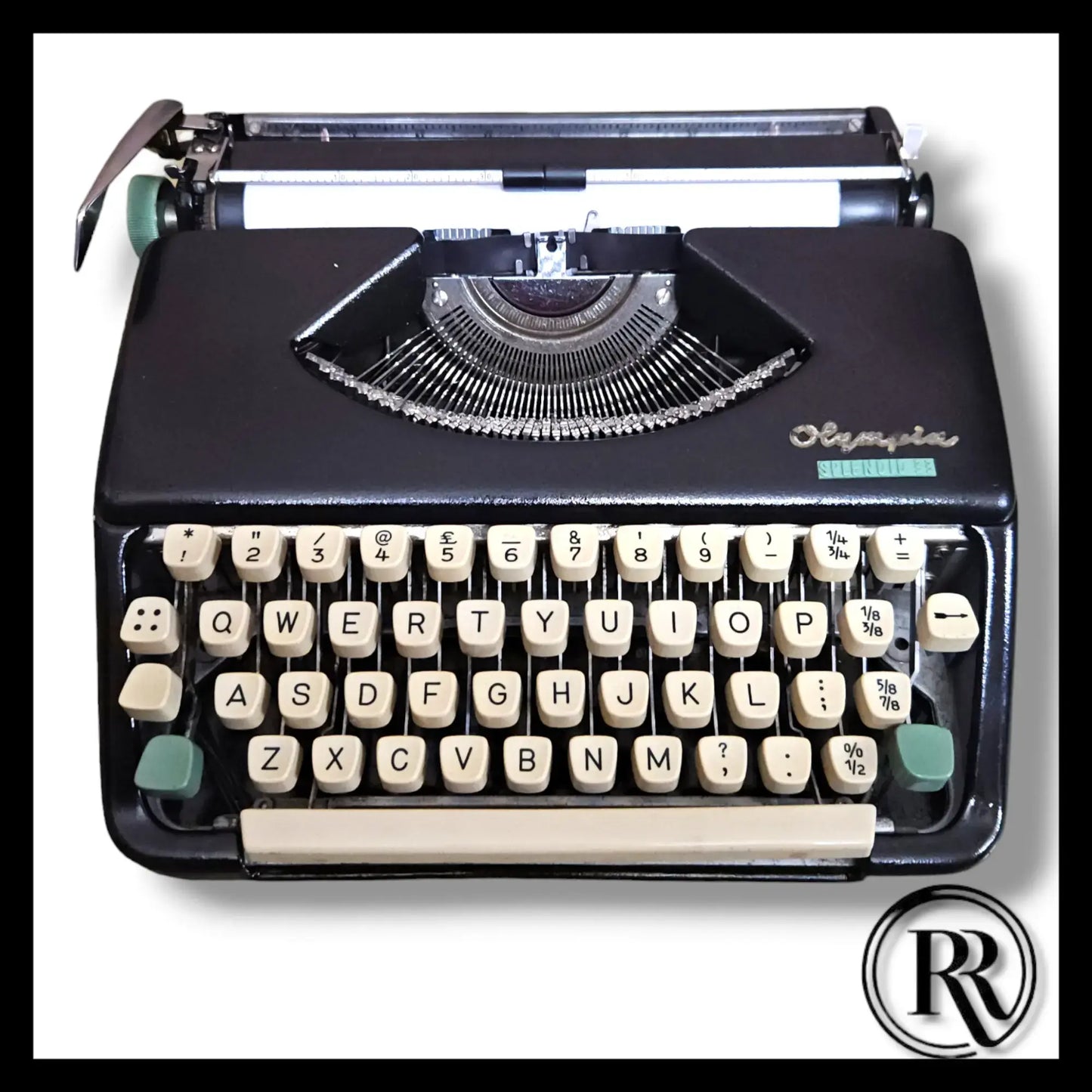 Black Olympia Splendid 33 Manual English Typewriter by RR Typewriter Mart, portable writer machine for sale