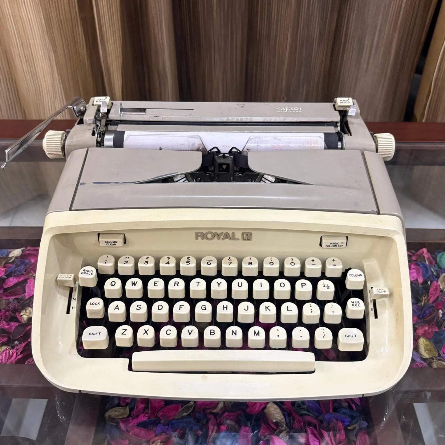 Front view Royal manual English typewriter - clean keys, available to buy from trusted typewriter seller RR Typewriter Mart