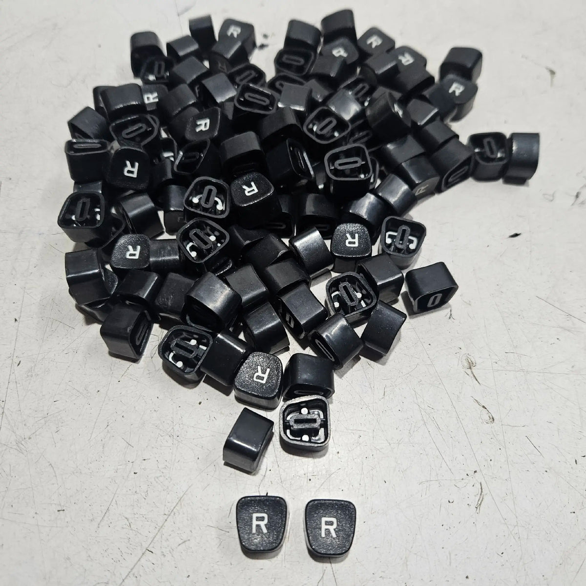 Black Godrej English R typewriter loose keytops for manual typewriter restoration and spare parts replacement