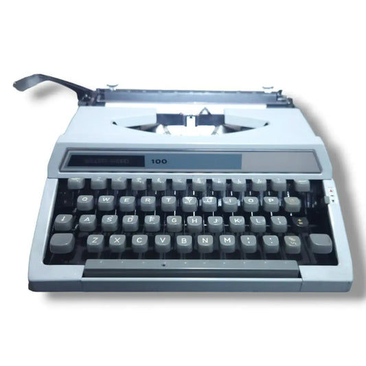 Silver Reed 100 Manual English Typewriter in ice blue at RR Typewriter Mart Japanese typing machine