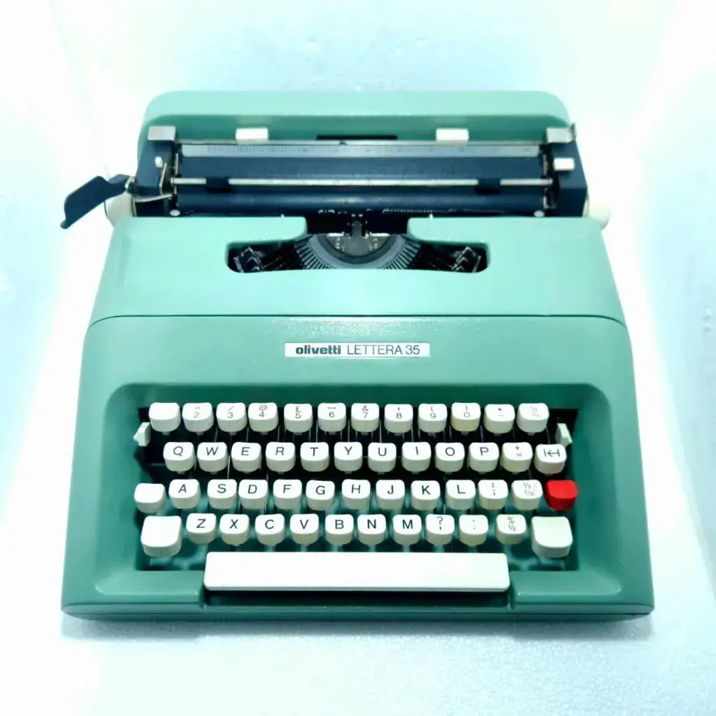 Olivetti Lettera 35 Typewriter British Green, Vintage Portable Collectible, Fully Serviced