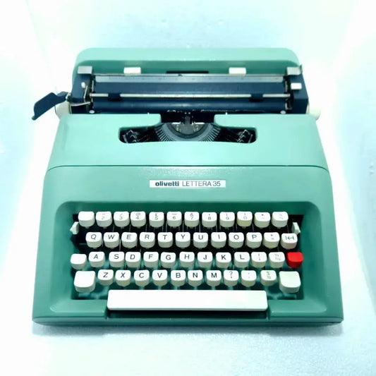 Olivetti Lettera 35 Typewriter British Green, Vintage Portable Collectible, Fully Serviced