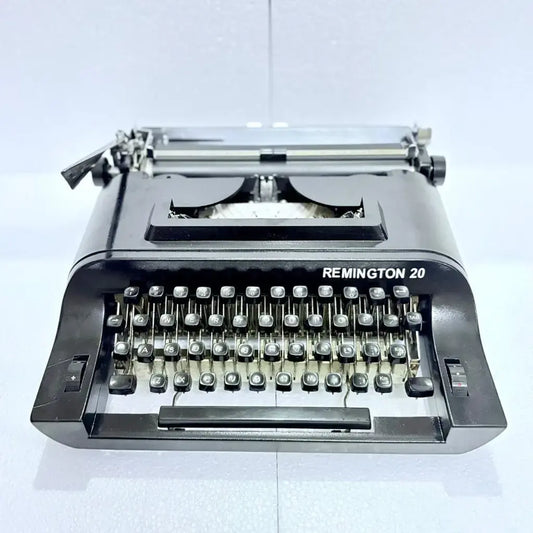 Remington 20 Obsidian typewriter with teak wood box for vintage writing and typing in India – RR Typewriter Mart