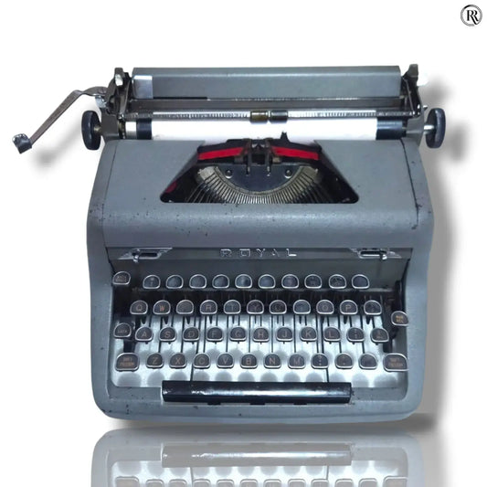 Royal Quiet Deluxe manual typewriter front view vintage typing machine for sale by RR Typewriter Mart
