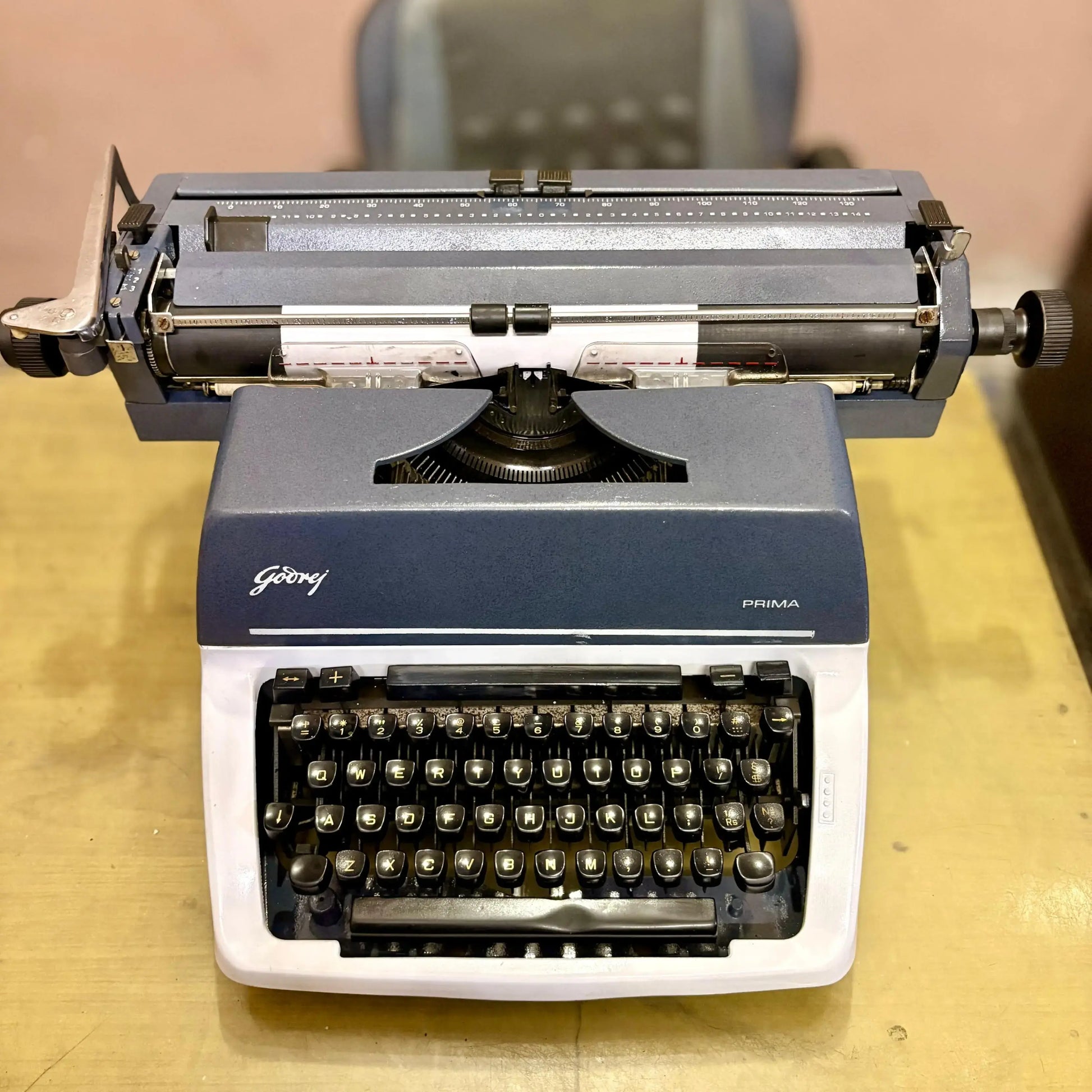 Close-up of Godrej English Typewriter keys at RR Typewriter Mart, professionally serviced for smooth typing experience.