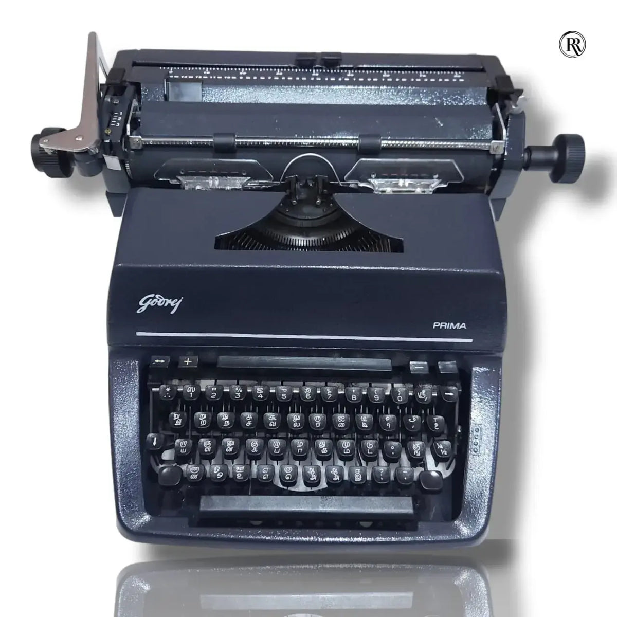 Front view Godrej Prima manual Tamil typewriter by RR Typewriter Mart, smooth Tamil typing machine for sale