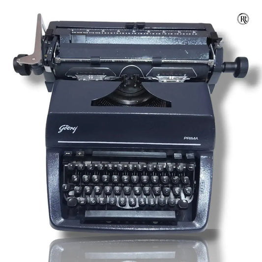 Front view Godrej Prima manual Tamil typewriter by RR Typewriter Mart, smooth Tamil typing machine for sale
