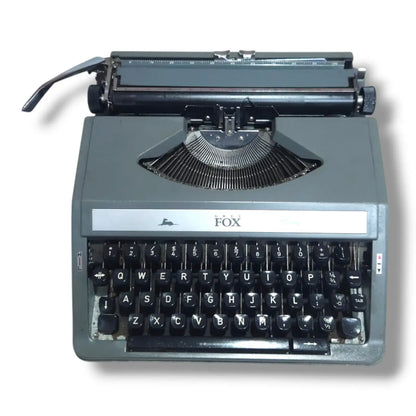 Grey Fox Manual English Typewriter by RR Typewriter Mart, portable Japanese typing machine in grey finish