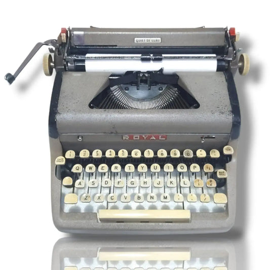 Royal Quiet Deluxe Typewriter front view vintage manual typewriter for sale by RR Typewriter Mart