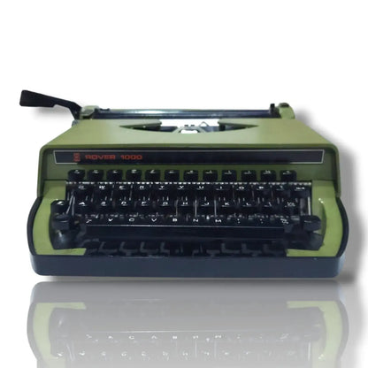 Front view of imported Rover 1000 manual English typewriter by RR Typewriter Mart, antique portable typing machine