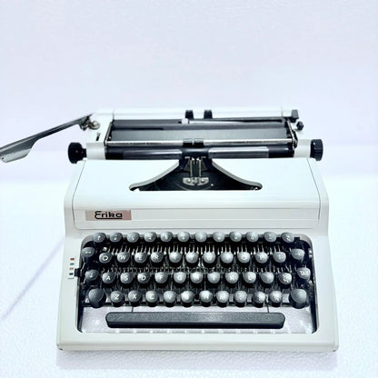 Front view of Erika Manual English Typewriter from RR Typewriter Mart, a portable typewriter for buyers in India