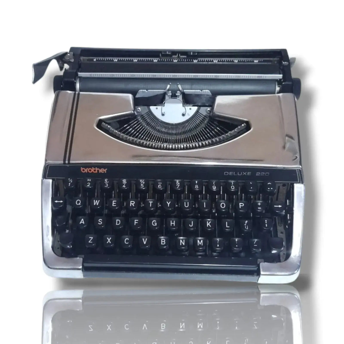 Brother Deluxe 220 Chrome Manual English Typewriter by RR Typewriter Mart imported typing machine