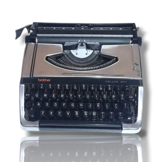 Brother Deluxe 220 Chrome Manual English Typewriter by RR Typewriter Mart imported typing machine