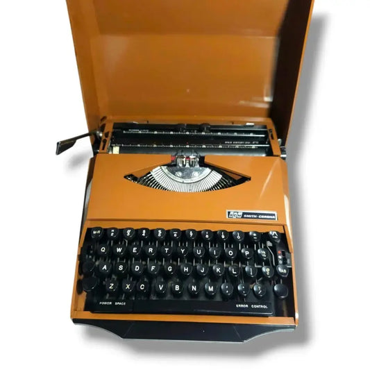 Smith Corona Super G manual English typewriter in orange by RR Typewriter Mart typewriter seller India
