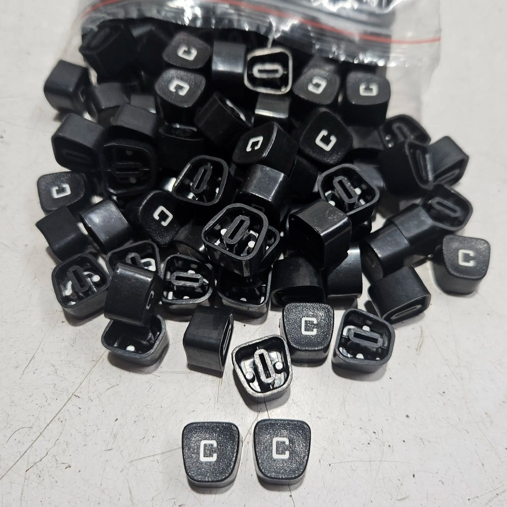 Black Godrej English C typewriter loose keytops for manual typewriter repair, restoration and typing machine spare parts