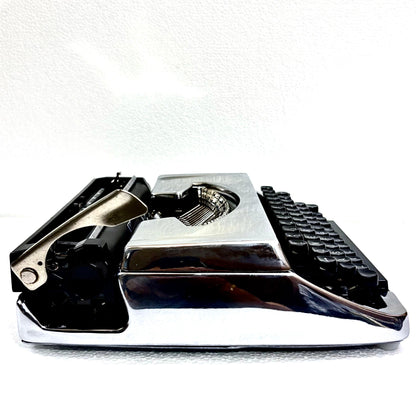 Brother 210 mirror chrome English typing machine for writers and collectors in India from RR Typewriter Mart