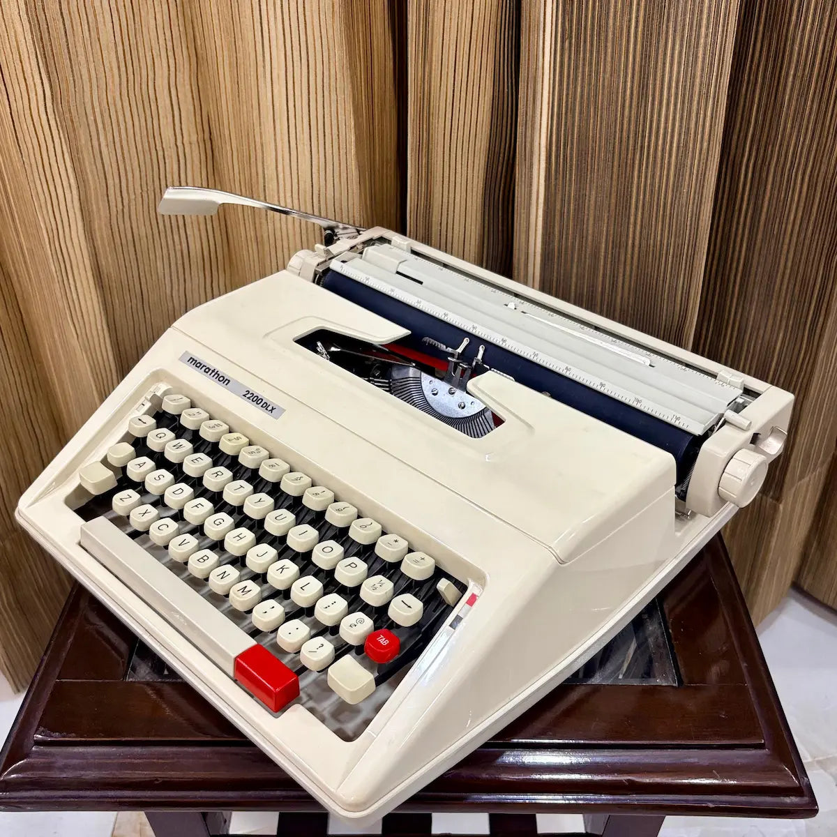 Vintage typewriter for sale, Marathon 2200 DLX brand new unused manual machine, RR Typewriter Mart India online