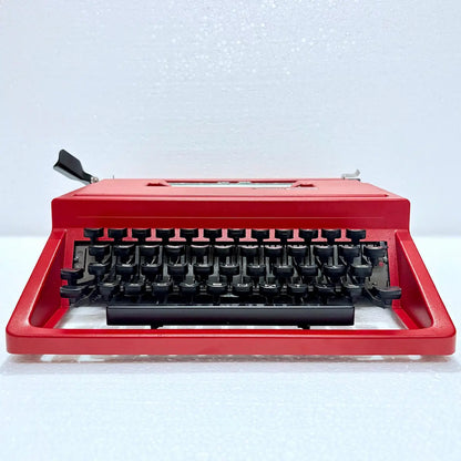 Olivetti Dora Carmine red typewriter with black keyboard, vintage manual machine, RR Typewriter Mart Delhi India