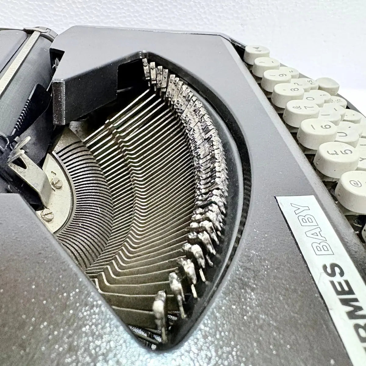 Black Shadow Hermes Baby typewriter, vintage manual English typing machine for writers, RR Typewriter Mart online
