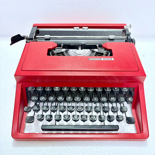 Olivetti Dora Carmine red manual typewriter, vintage Italian typing machine, RR Typewriter Mart India online store