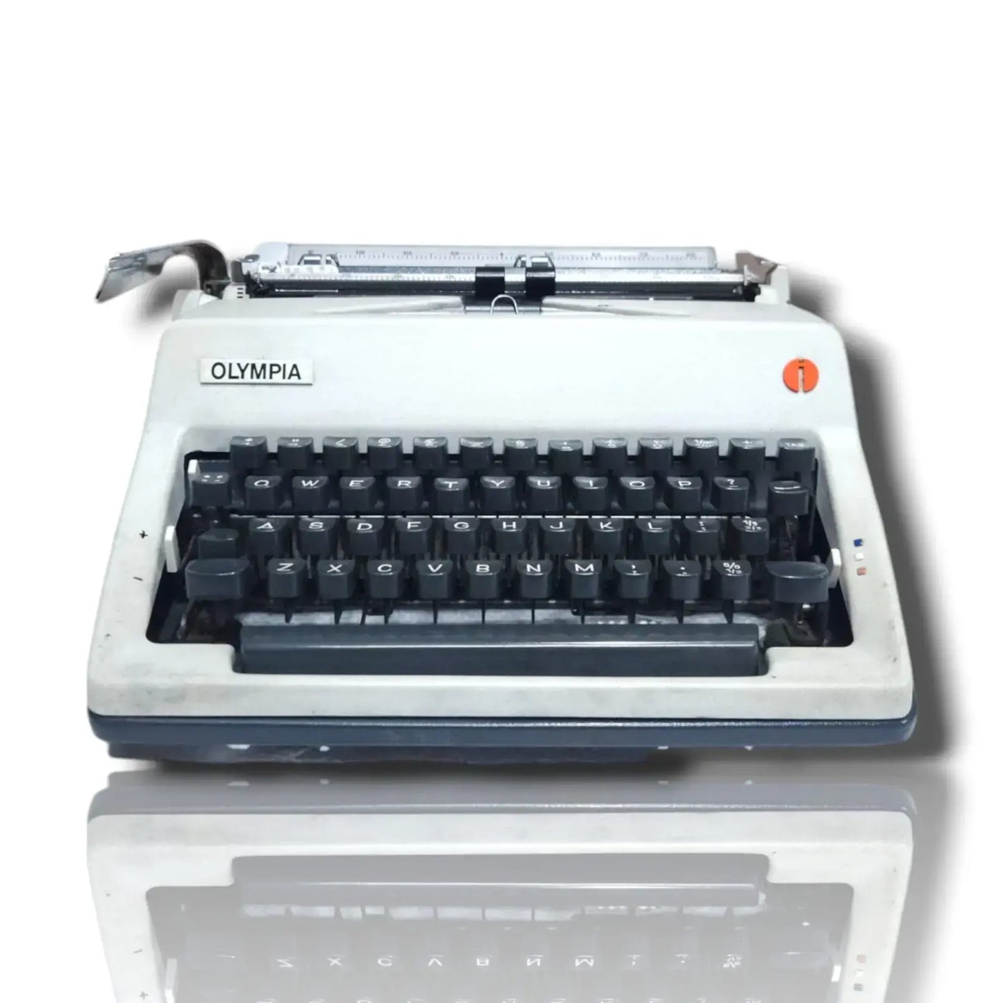Front view of Olympia Portable Typewriter with classic keyboard and durable metal body
