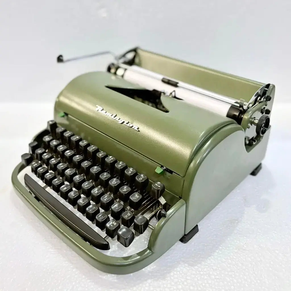RR Typewriter Mart's Vintage Remington Typewriter with Ribbons - Military Green Heavy-Duty Writing Machine