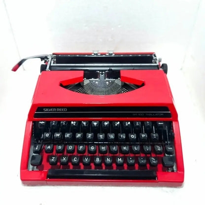 Silver Reed SR 100 Ruby Red Typewriter – Premium Portable English Typewriter, Home & Office Ready