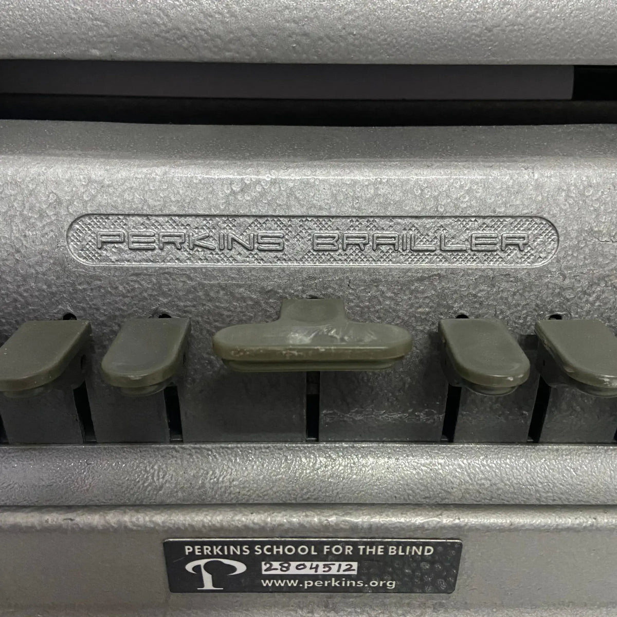 Zoom view of Perkins braille typewriter on desk – typing machine | Rr typewriter mart