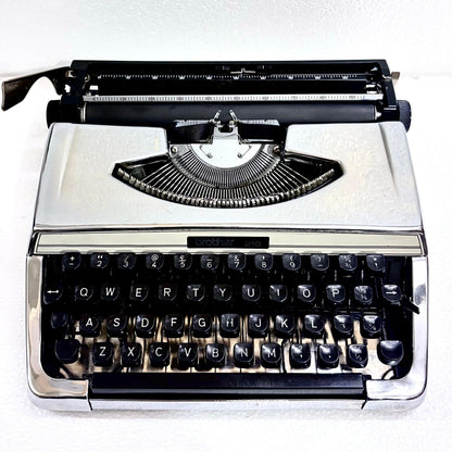 Brother 210 chrome typewriter restored manual English typing machine from RR Typewriter Mart India for writers