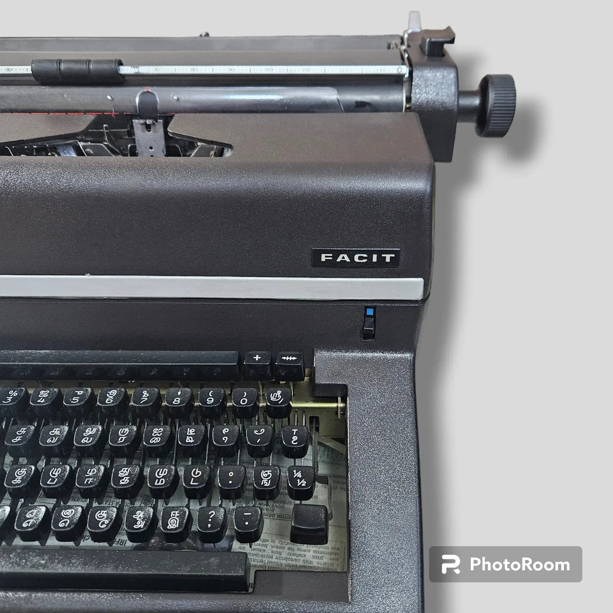 Facit 1740 Tamil Typewriter close-up showing original Tamil keys, Manual Facit Typewriter from RR Typewriter Mart