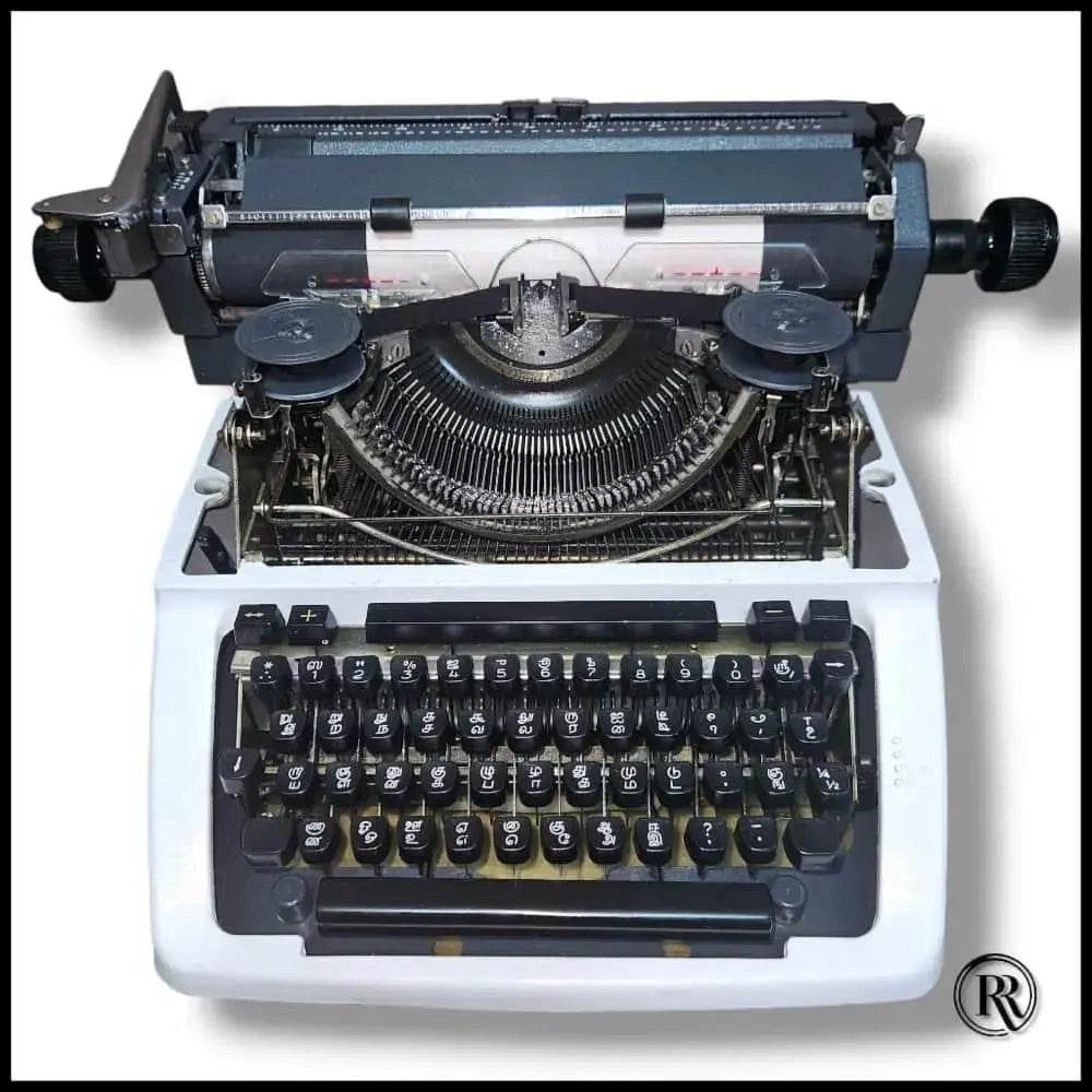Open body Godrej Prima Tamil Typewriter showing mechanics at RR Typewriter Mart store