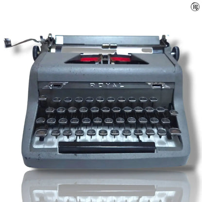 Royal Quiet Deluxe portable typewriter front angle with original keyboard for smooth manual typing
