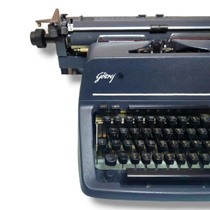 Close-up of Godrej Prima Hindi typewriter with original Devanagari typing keys