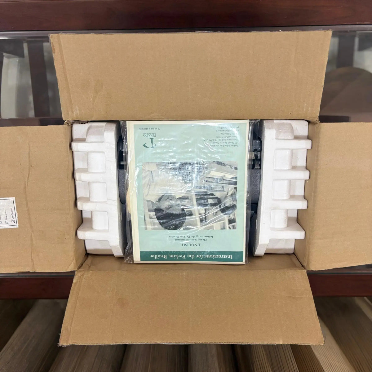 Factory-sealed Perkins Braille Typewriter in original packaging with manual from trusted Braille Typewriter Seller