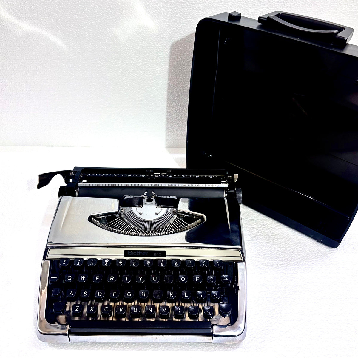 Vintage Brother 210 portable chrome typewriter with professional restoration by RR Typewriter Mart India