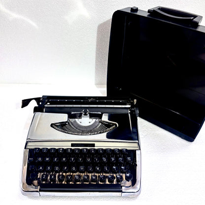 Vintage Brother 210 portable chrome typewriter with professional restoration by RR Typewriter Mart India